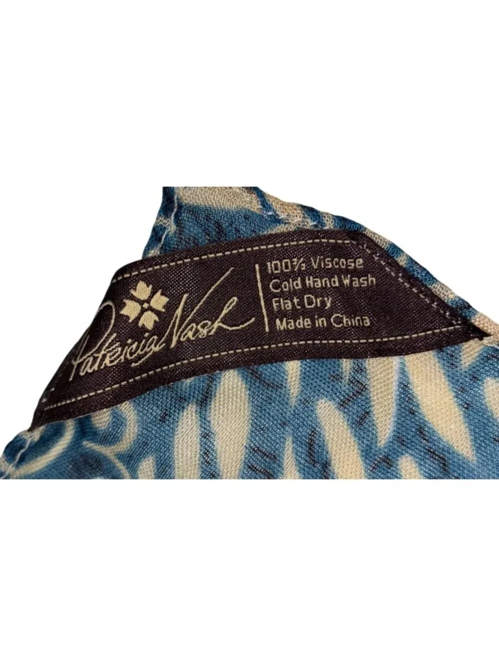 Patricia Nash Ikaria Floral Blue & Beige Viscose Scarf Lightweight Square Access
